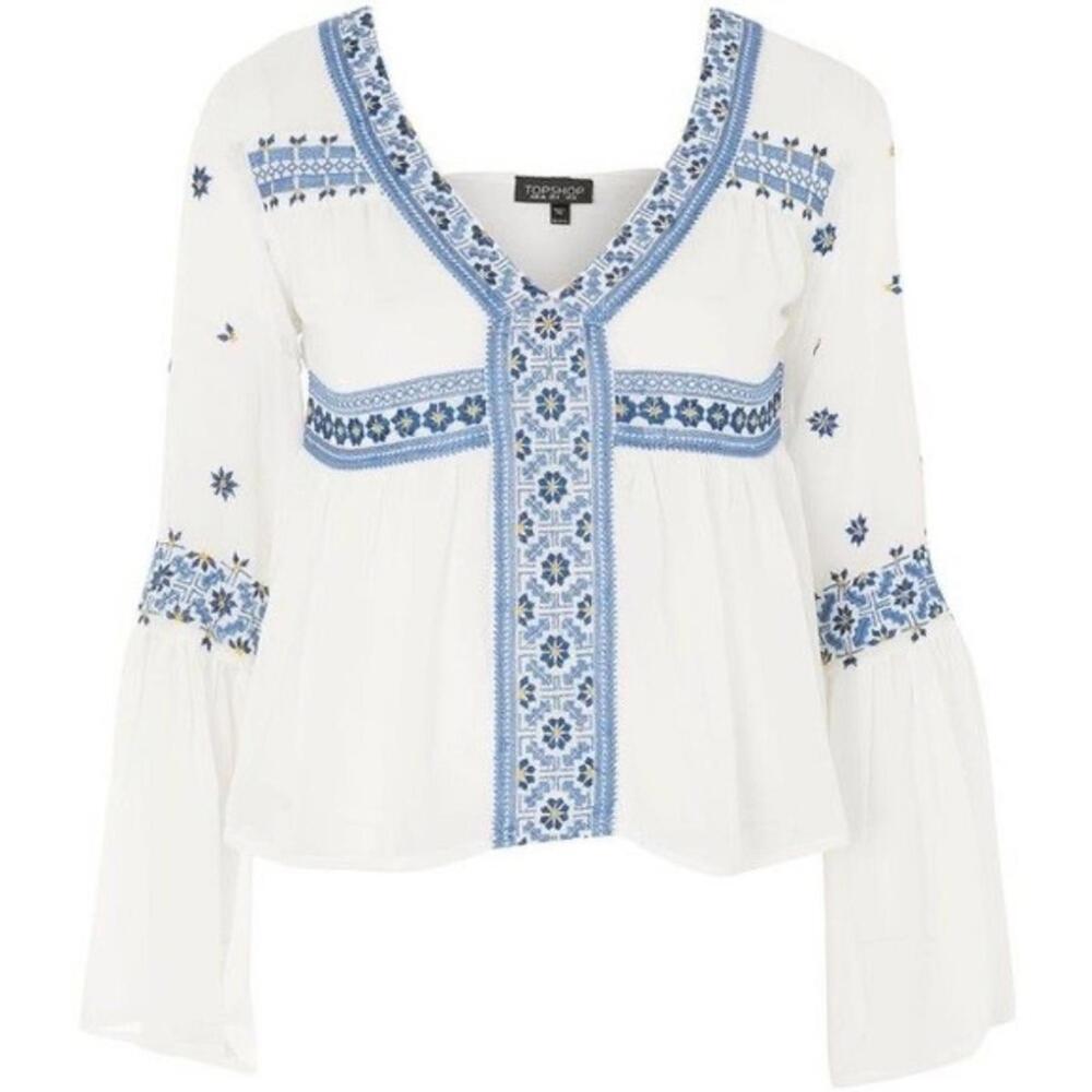 Embroidered Peasant Top